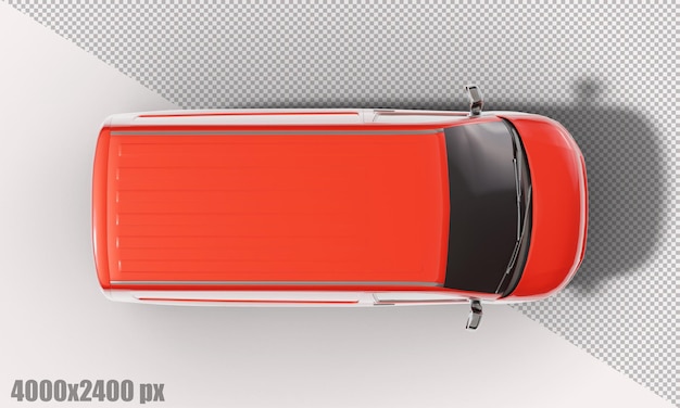 Realistic red van car in 3d render