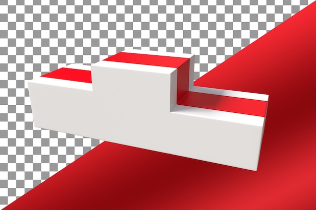 Реалистичный красно-белый подиум с 3D-элементом дизайна