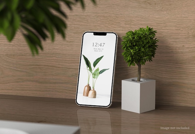 Realistic render smartphone mockup 3d interior