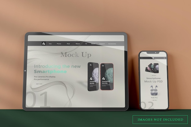 PSD rendering realistico del mockup di computer e telefono