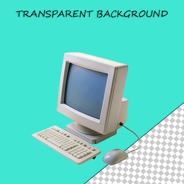 PSD realistic retro personal computer set