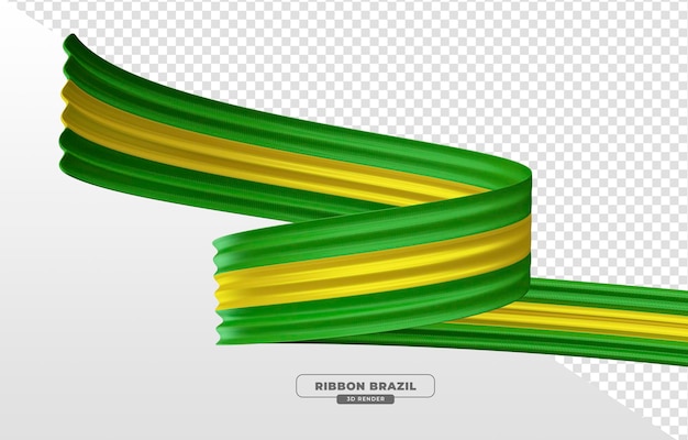 3d 렌더링에서 브라질 국기 색상이 있는 현실적인 리본