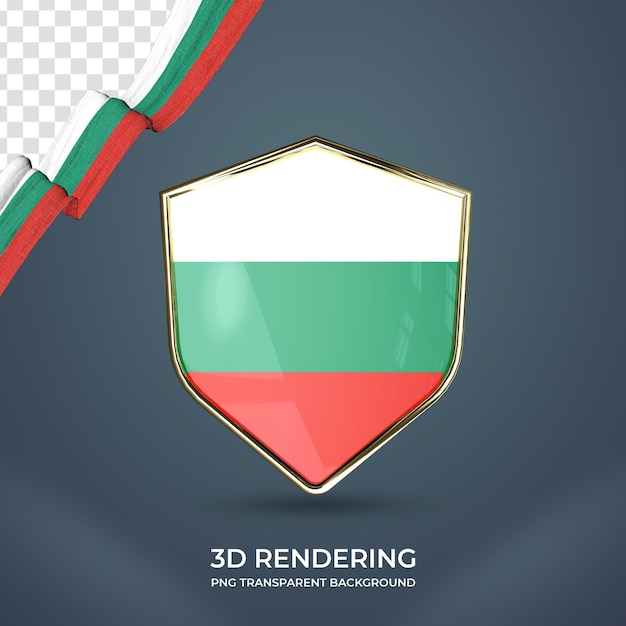 Realistic ribbon with bulgaria flag 3d rendering transparent background