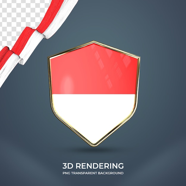 Nastro realistico con bandiera indonesiana rendering 3d sfondo trasparente