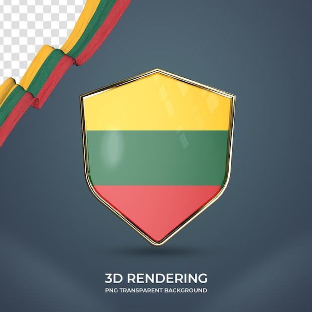 PSD realistic ribbon with lithuania flag 3d rendering transparent background