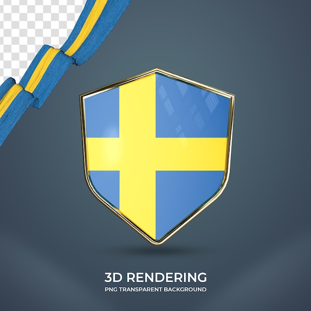 PSD スウェーデン国旗 3 d レンダリング透明な背景を持つ現実的なリボン