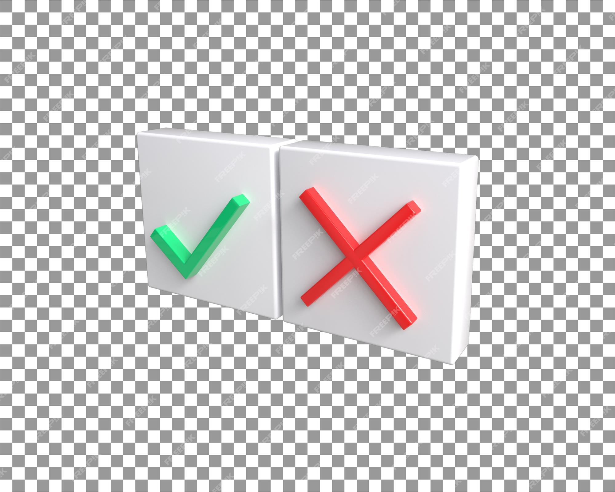 Premium Vector  3d cross and check mark icon