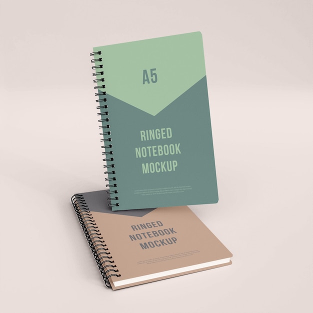Realistic ringed notebook mockup Premium Psd