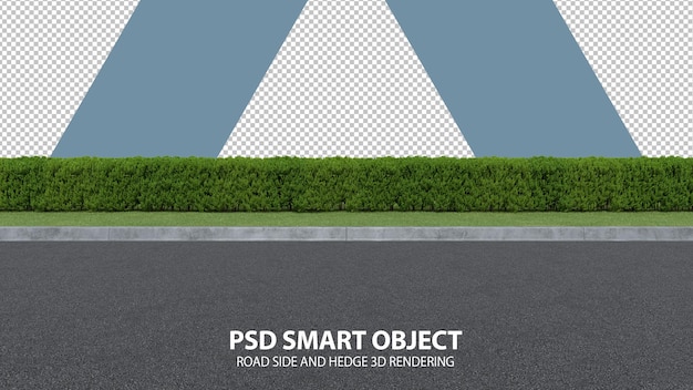 PSD 孤立したオブジェクトの現実的な道路側とヘッジ 3 d レンダリング