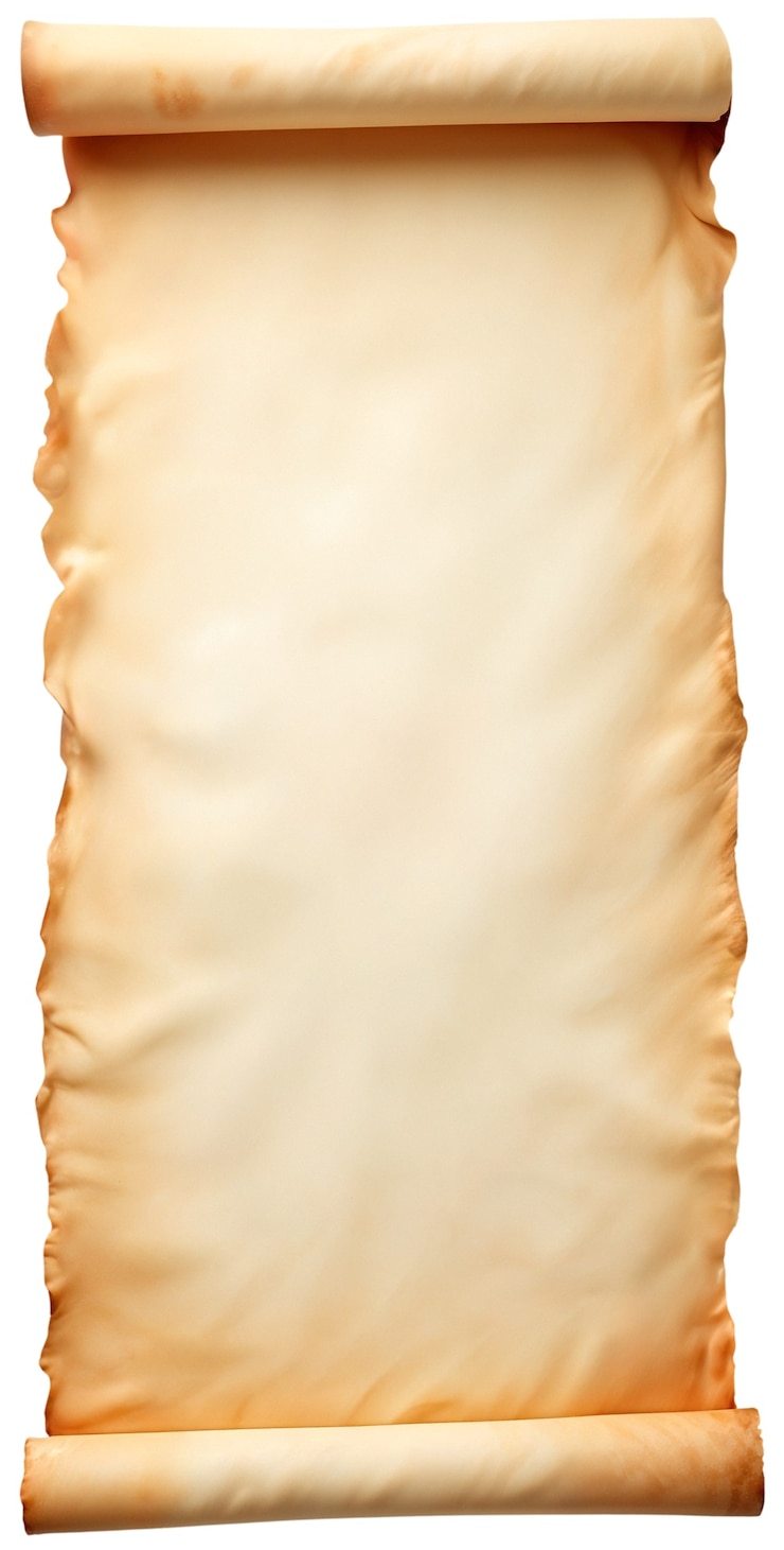 PSD realistic rolled parchment paper isolated