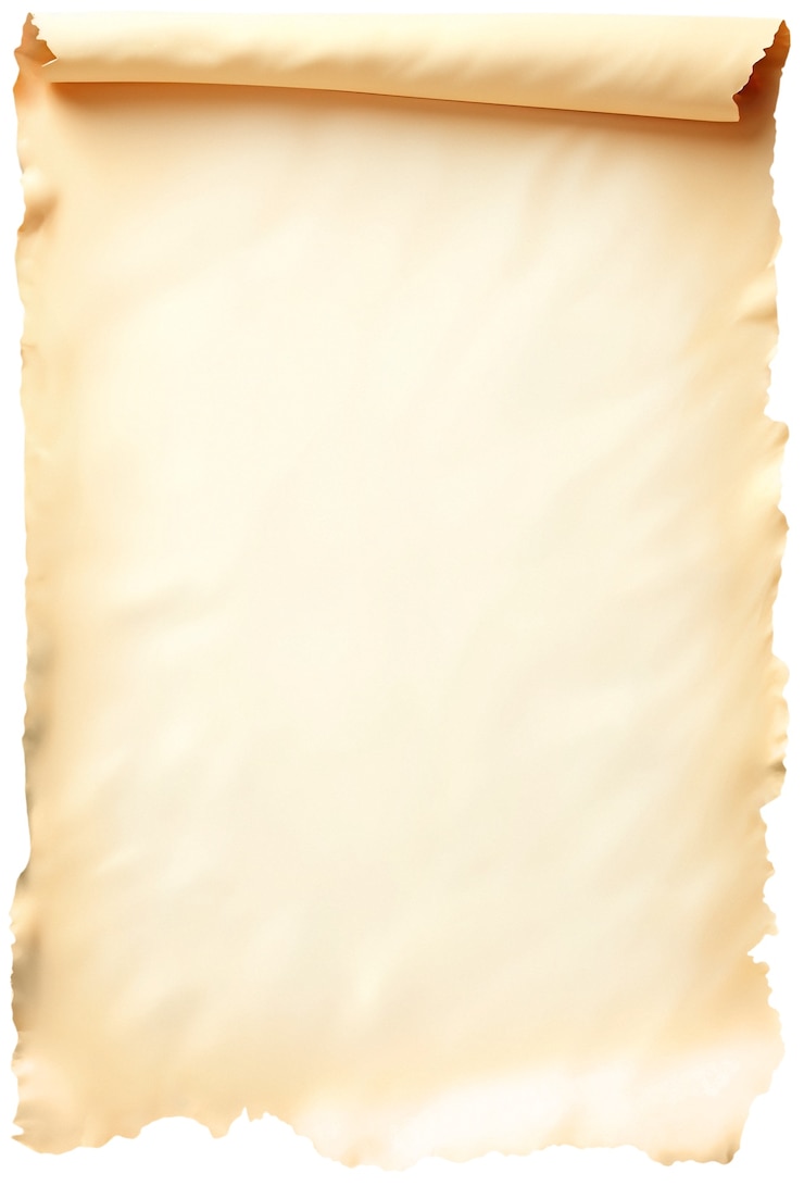 PSD realistic rolled parchment paper isolated
