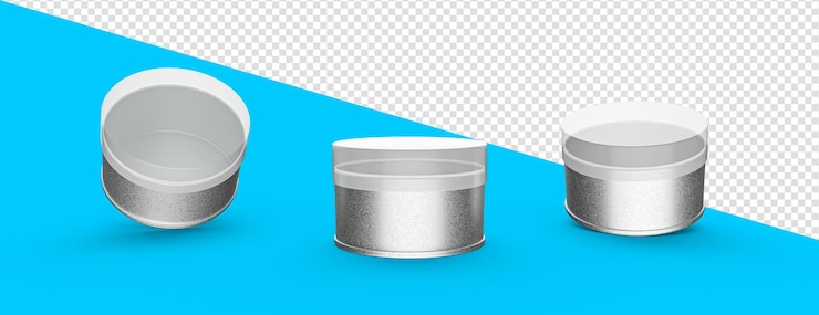 PSD realistic rough metal jar round circle cylinder shape container 3d illustration