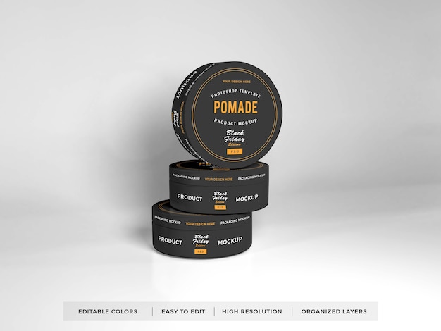 Realistic round box packaging mockup