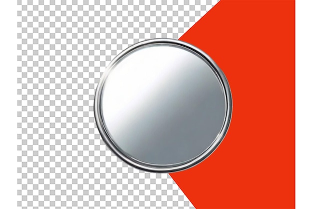 PSD realistic round metal frame with reflections shadow on transparent background