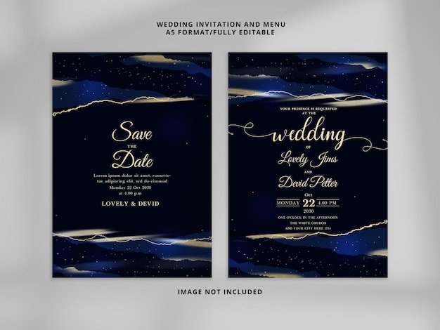 realistic royal blue wedding invitation cards