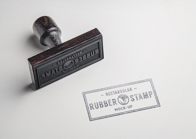 Realistic Rubber Stamp Mockup on White Surface