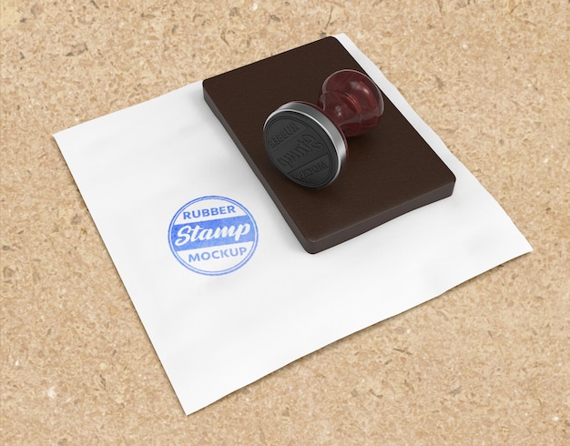 Timbro di gomma realistico o design mockup logo pad timbro pad