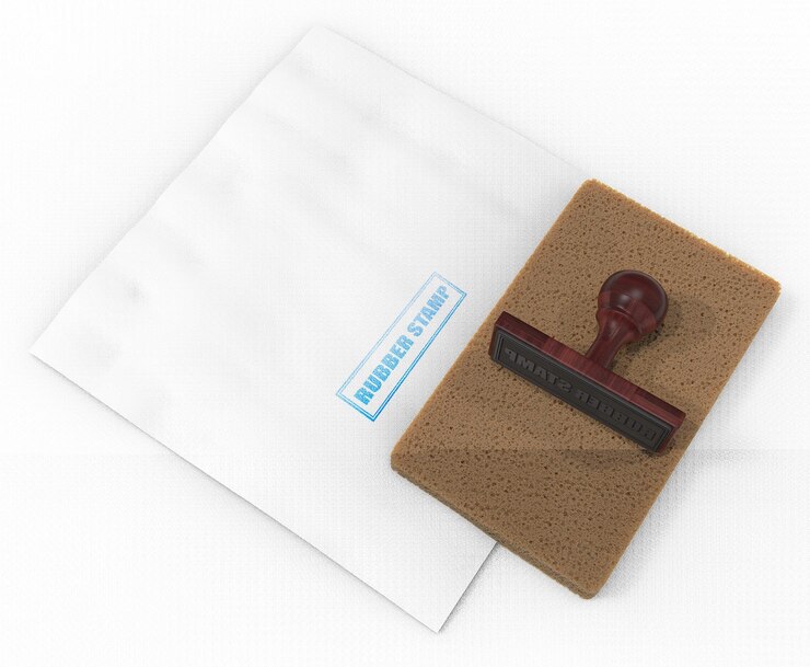 Realistic rubber stamp or stamp pad logo mockup design