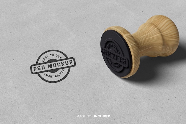 realistic rubber stamp white paper logo mockup psd