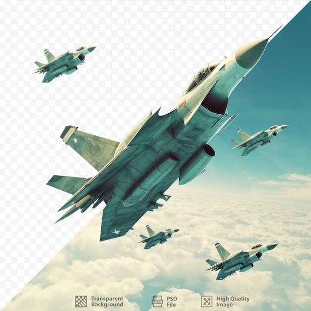 PSD realistic s show formation of modern armed fighter jets