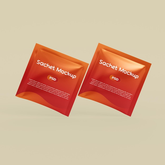 Realistic sachet mockup psd