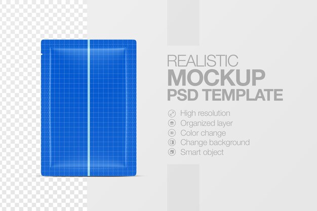 PSD realistic sachet  product mock up template