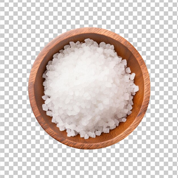PSD realistic salt composition with spoon pouring powder into plate with detailed salt particles on transparent png