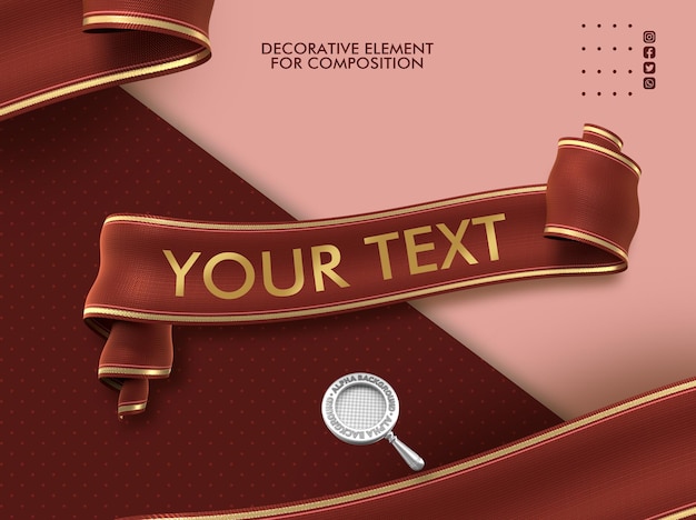 Realistic satin ribbon isolated render premium psd