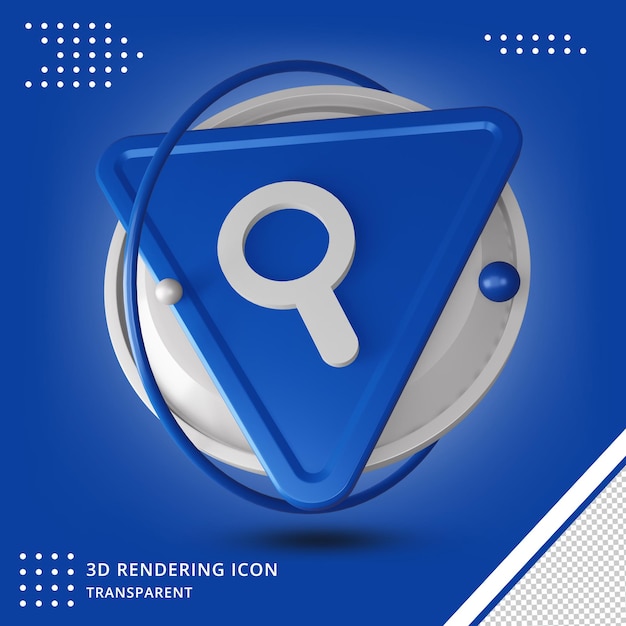 PSD realistic search button icon in 3d rendering isolated