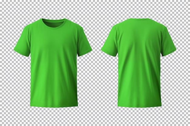 Реалистичный набор мужских зеленых рубашек макет передний и задний вид изолирован на прозрачном фоне