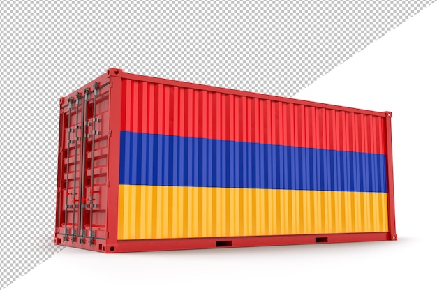 アルメニアの旗でテクスチャード加工されたリアルな輸送貨物コンテナ分離3dレンダリング