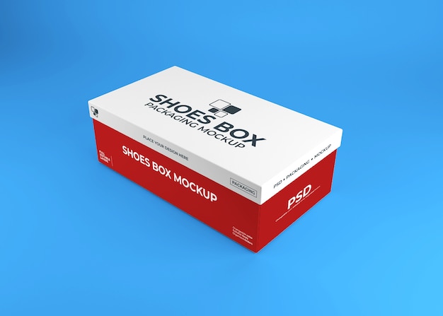 Realistic shoes box packaging mockup