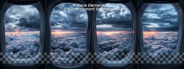 PSD 투명 한 배경 에 있는 비행기 의 바람 에서 볼 수 있는 현실적 인 장면