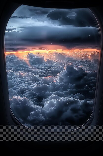 PSD realistic shot of a view from an airplane wind on transparent background