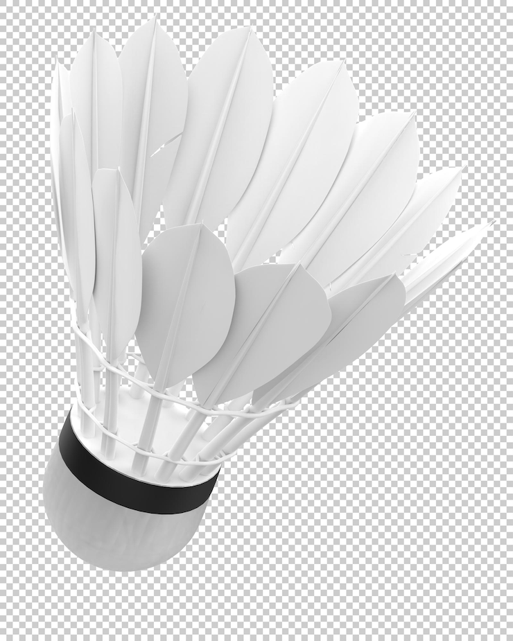 PSD realistic shuttlecock on transparent background 3d rendering illustration
