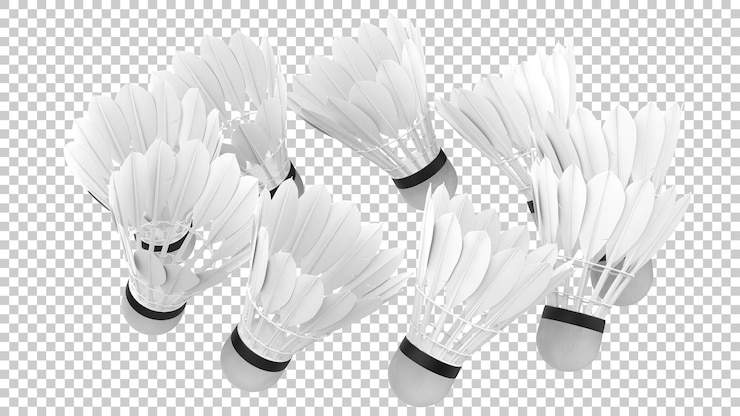 PSD realistic shuttlecock on transparent background 3d rendering illustration