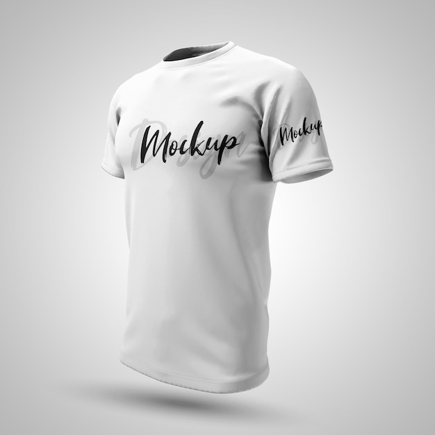 Mockup realistico di t-shirt con vista laterale e mockup di t-shirt 3d