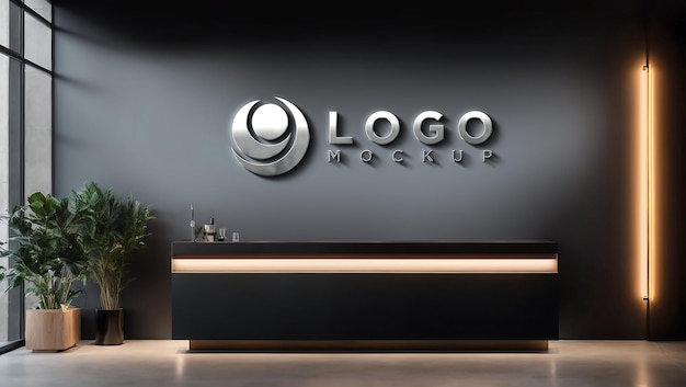 PSD mockup del logo realistico in argento cromato