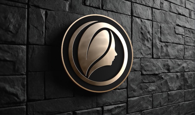 Realistic sign metallic logo mockup