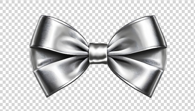 PSD realistic silver bow tie isolated on transparent background