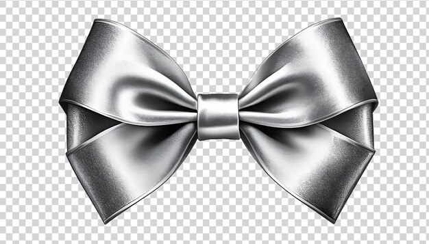 PSD realistic silver bow tie isolated on transparent background