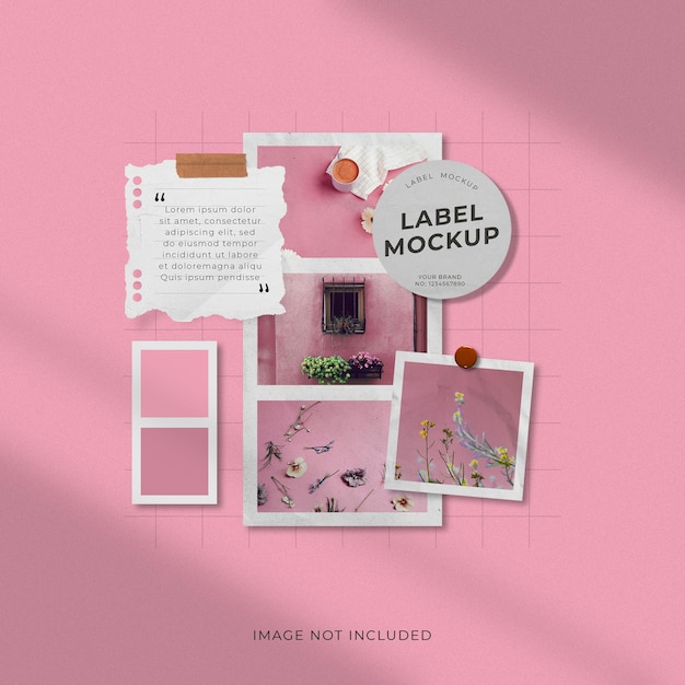 Реалистичная и простая фоторамка Moodboard Mockup в пастельных тонах