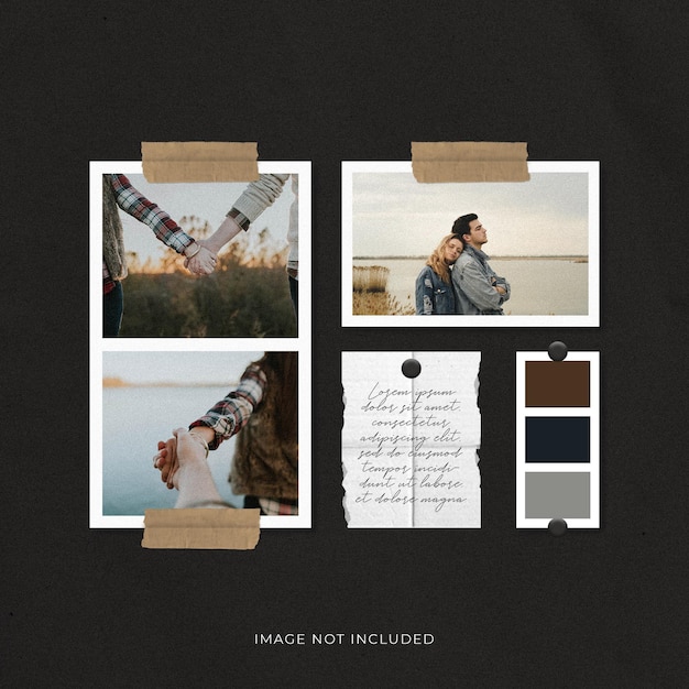 realistic and simple photo frame set moodboard mockup