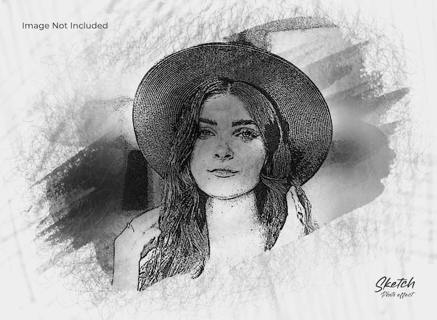 Realistic sketch photo effect  template