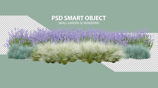 Realistic small garden 3d rendering of isolated objects