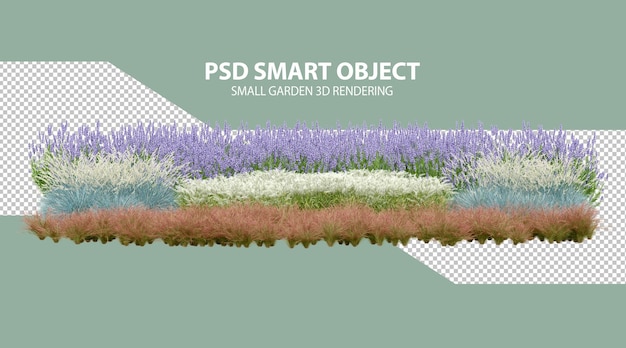 Realistic small garden 3d rendering of isolated objects