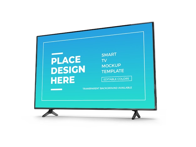 Realistic Smart TV 3D Mockup Template Isolated