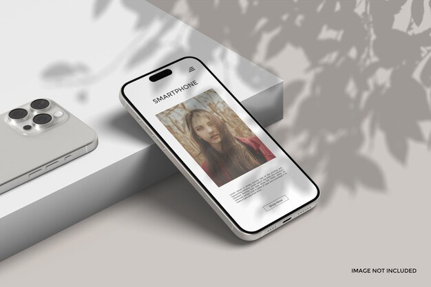 Realistic smartphone 15 pro max screen mockup