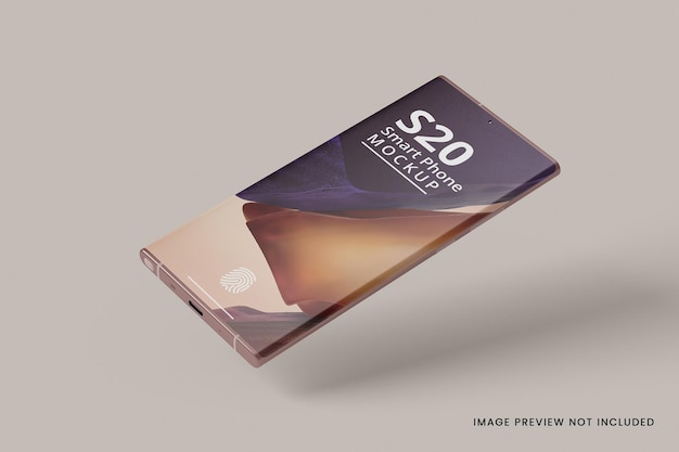 PSD rendering 3d di mockup galleggiante realistico per smartphone