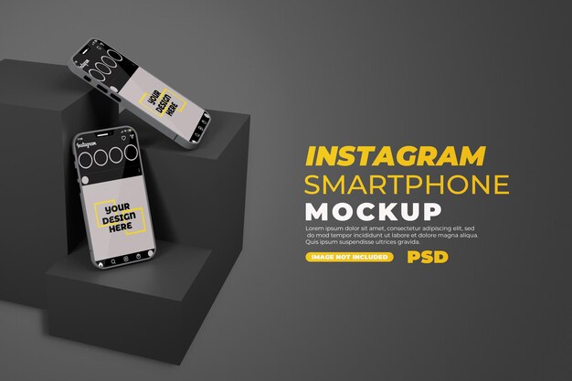 Mockup di smartphone realistico con instagram isolato